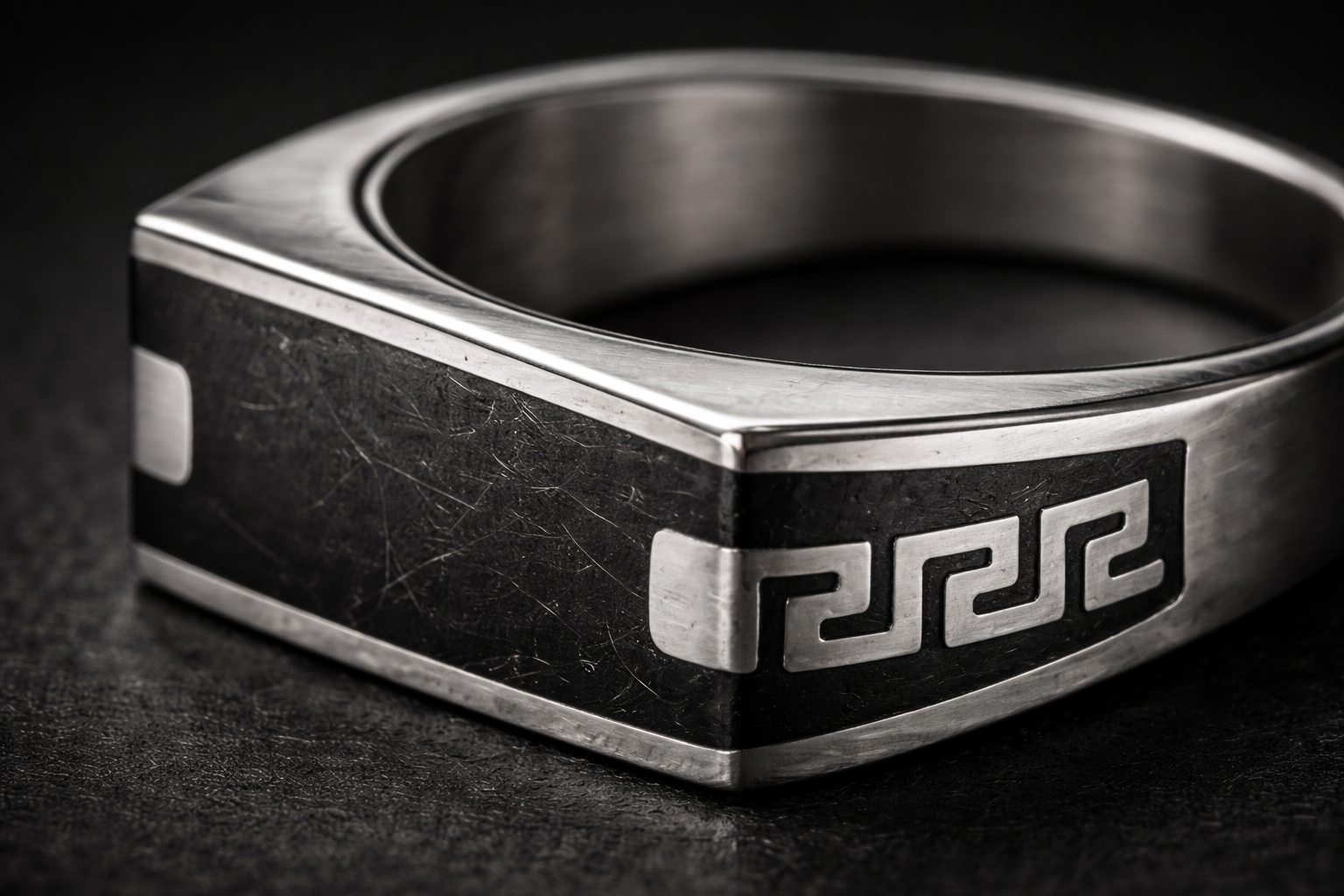 Onyx Key Signet Ring