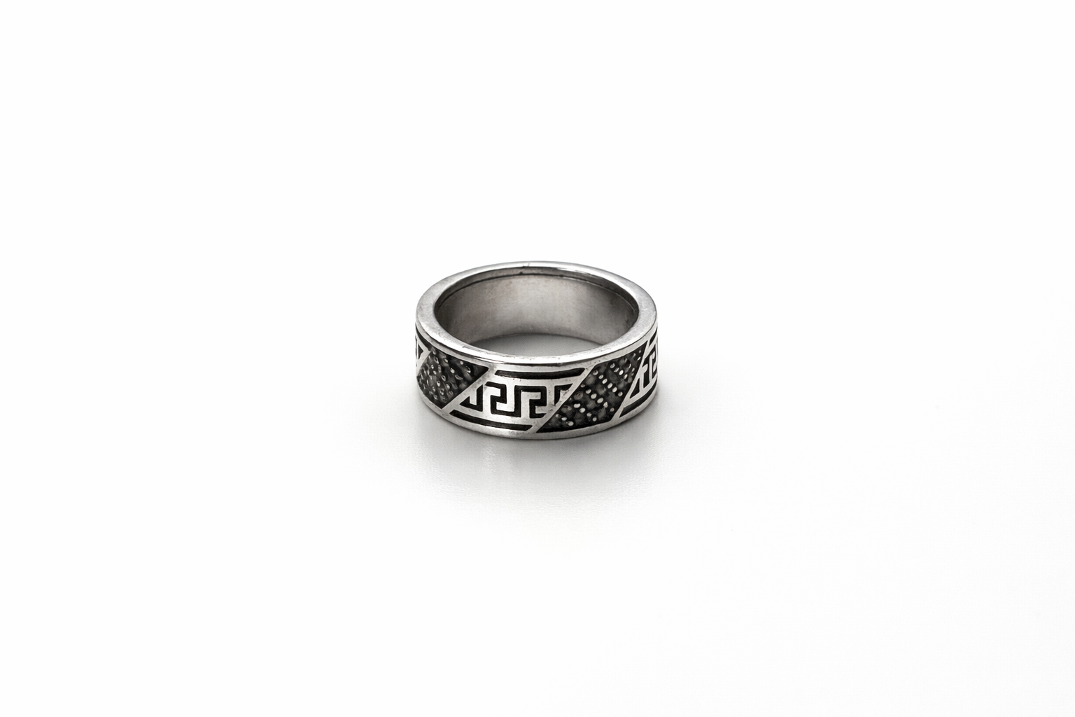 Greek Key Textured Statement Ring