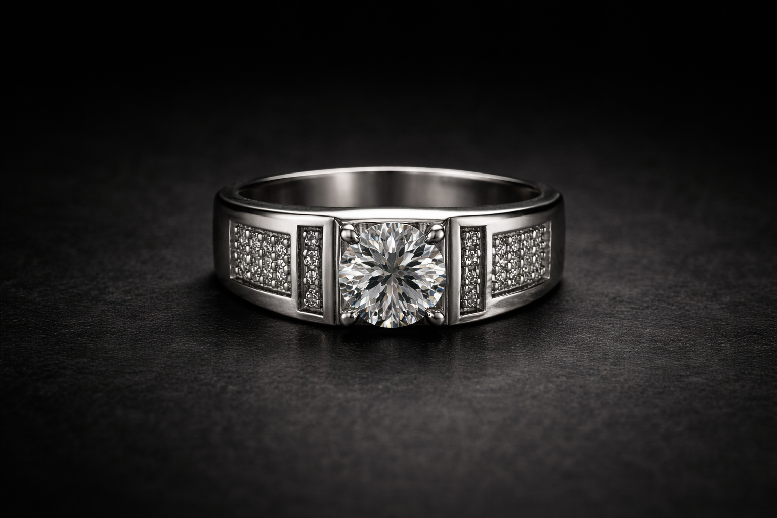 Solitaire Pavé Statement Ring