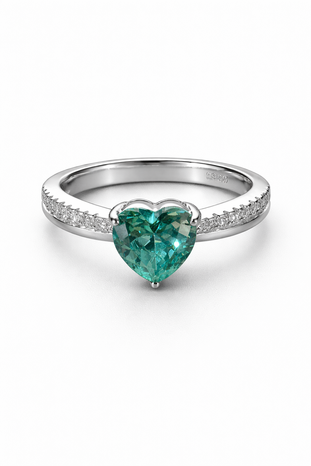 Emerald Heart Pavé Ring