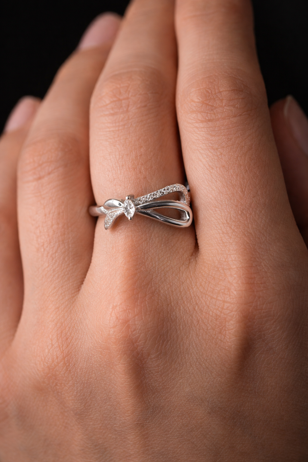 Pavé Bow Open Ring