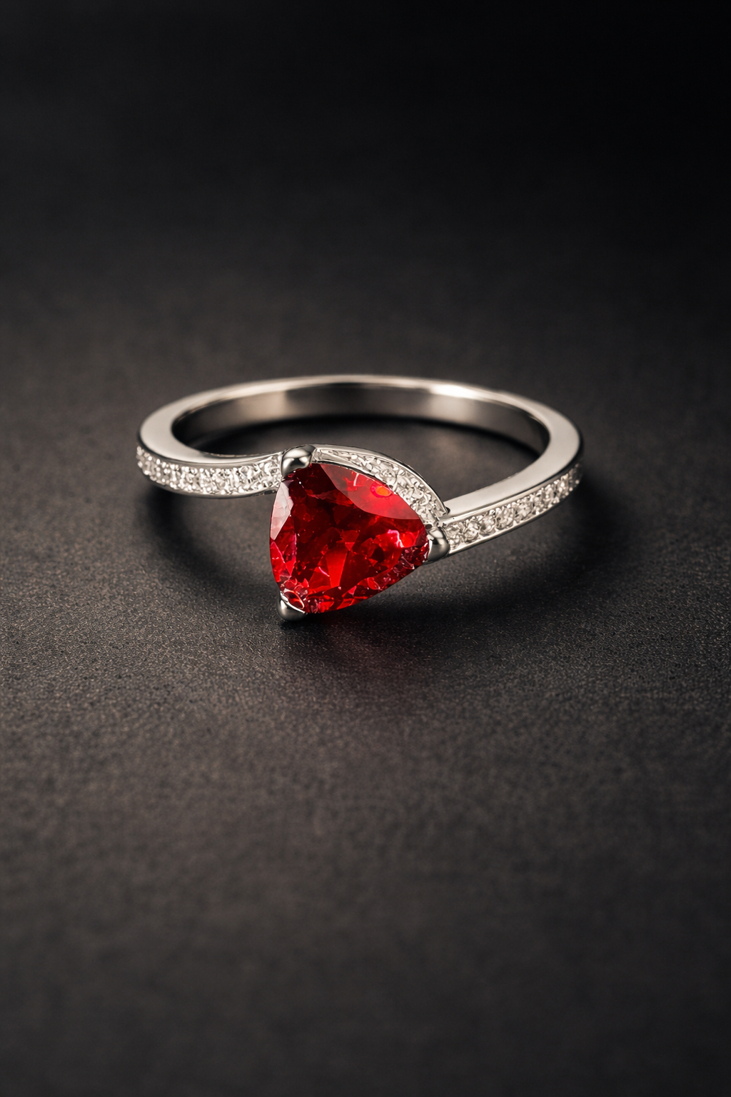 Scarlet Heart Pavé Ring