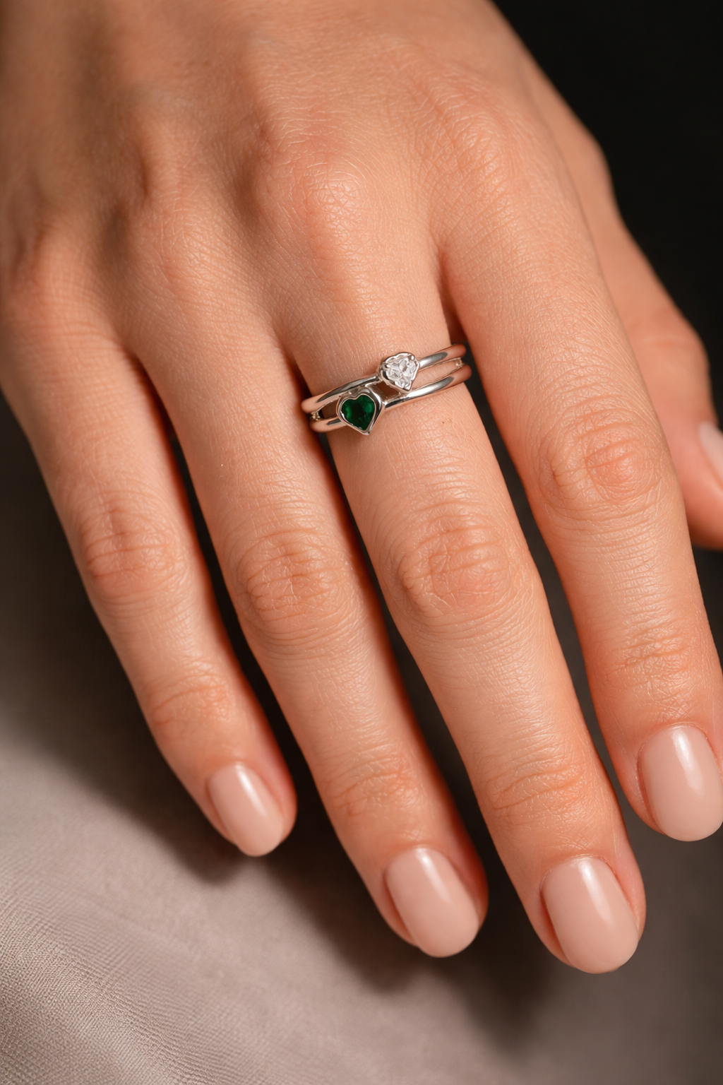 Dual Heart Adjustable Ring