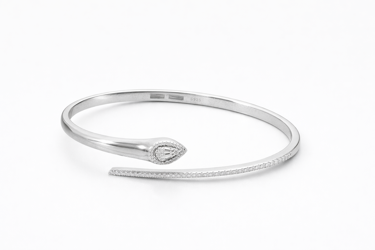 Pavé Teardrop Open Cuff Bracelet