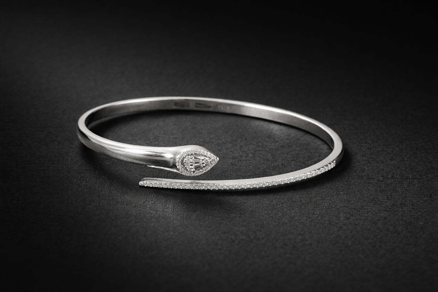 Pavé Teardrop Open Cuff Bracelet