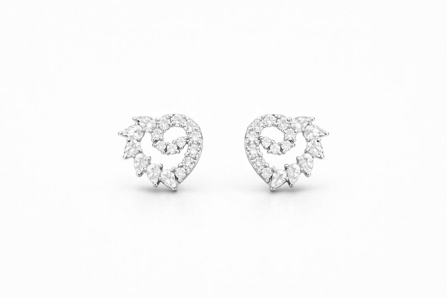 Pavé Heart Stud Earrings