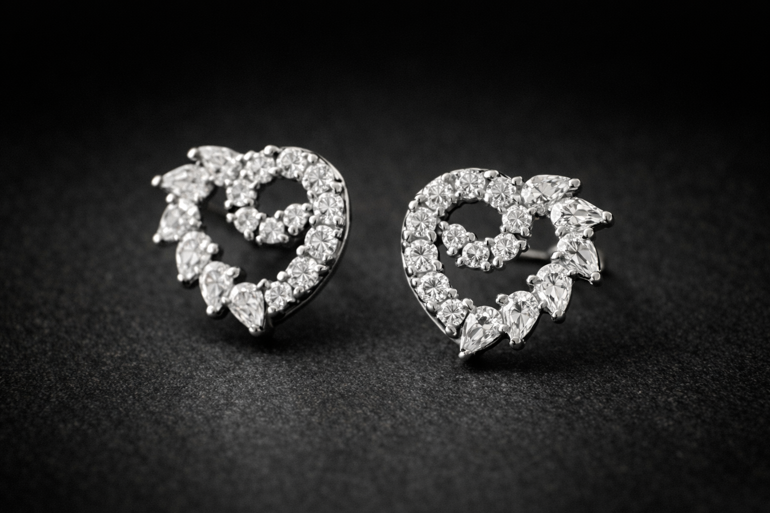 Pavé Heart Stud Earrings