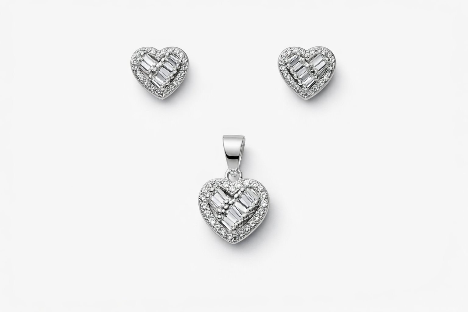 Baguette Heart Jewelry Set