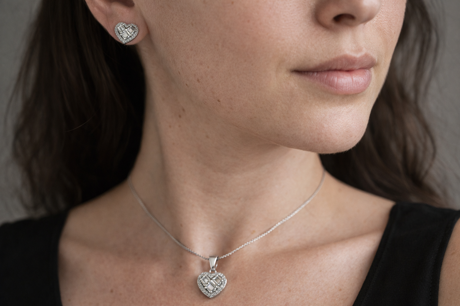 Baguette Heart Jewelry Set