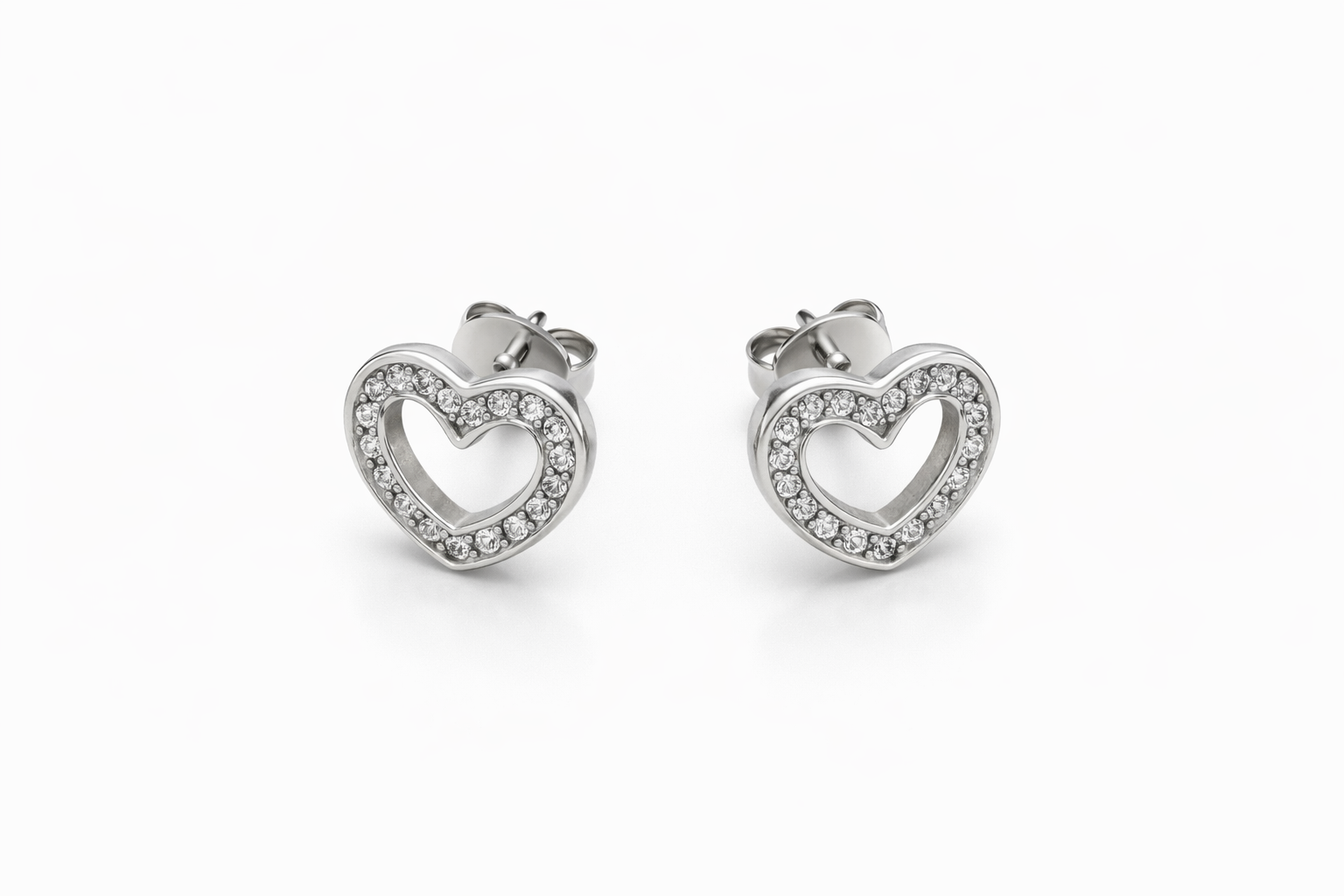 Open Heart Pavé Stud Earrings