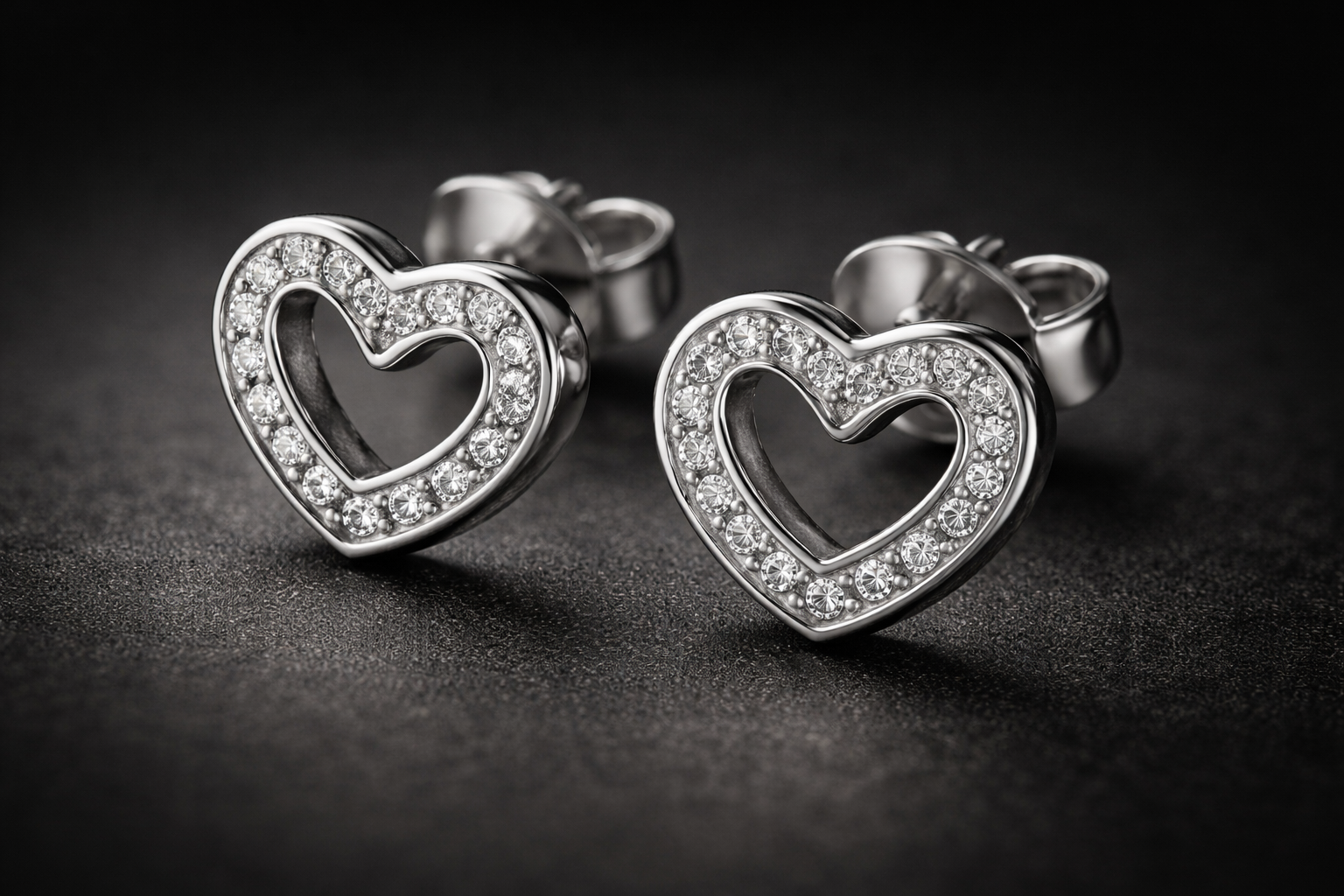 Open Heart Pavé Stud Earrings