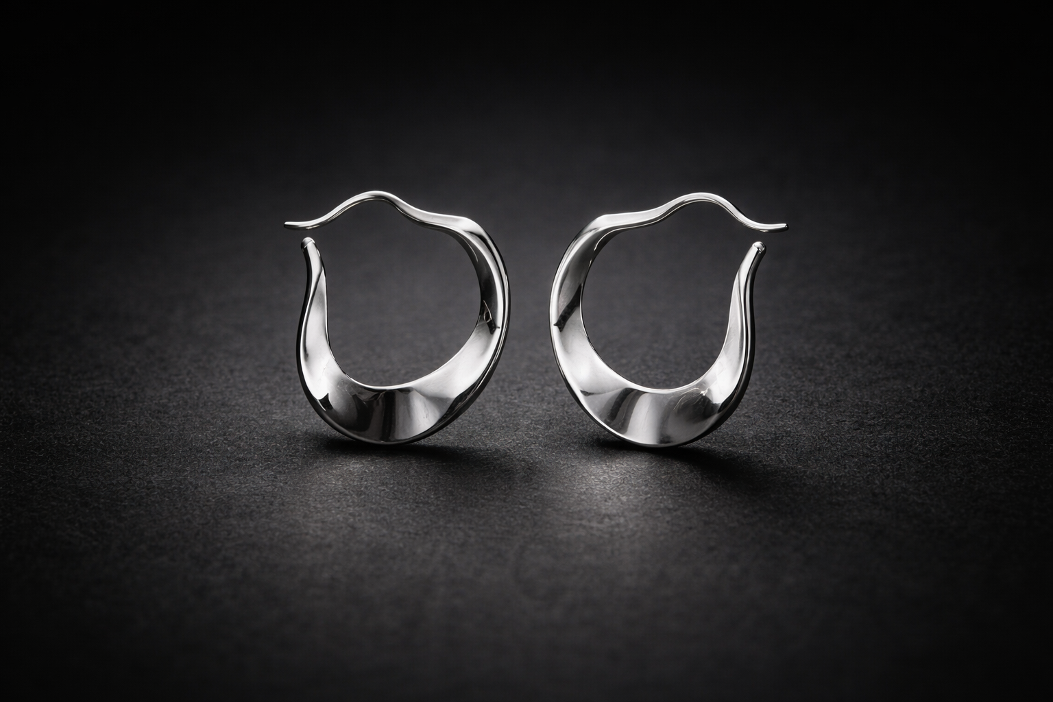 Sculpted Silver Hoop Earrings