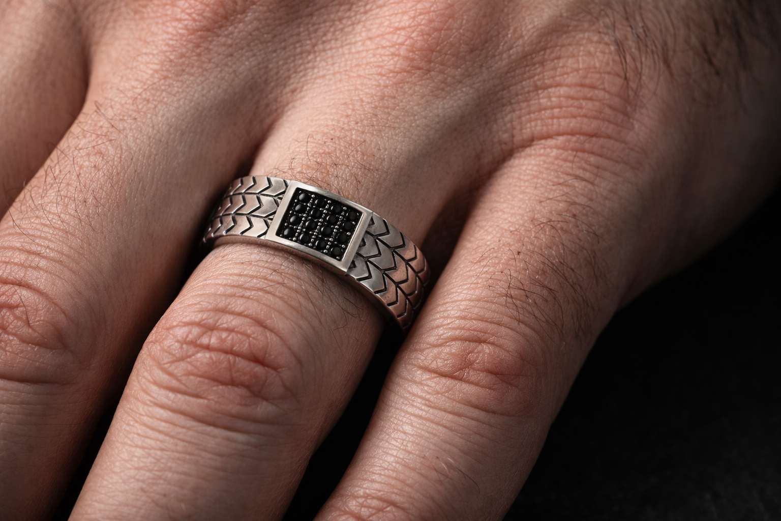 Chevron Pavé Statement Ring