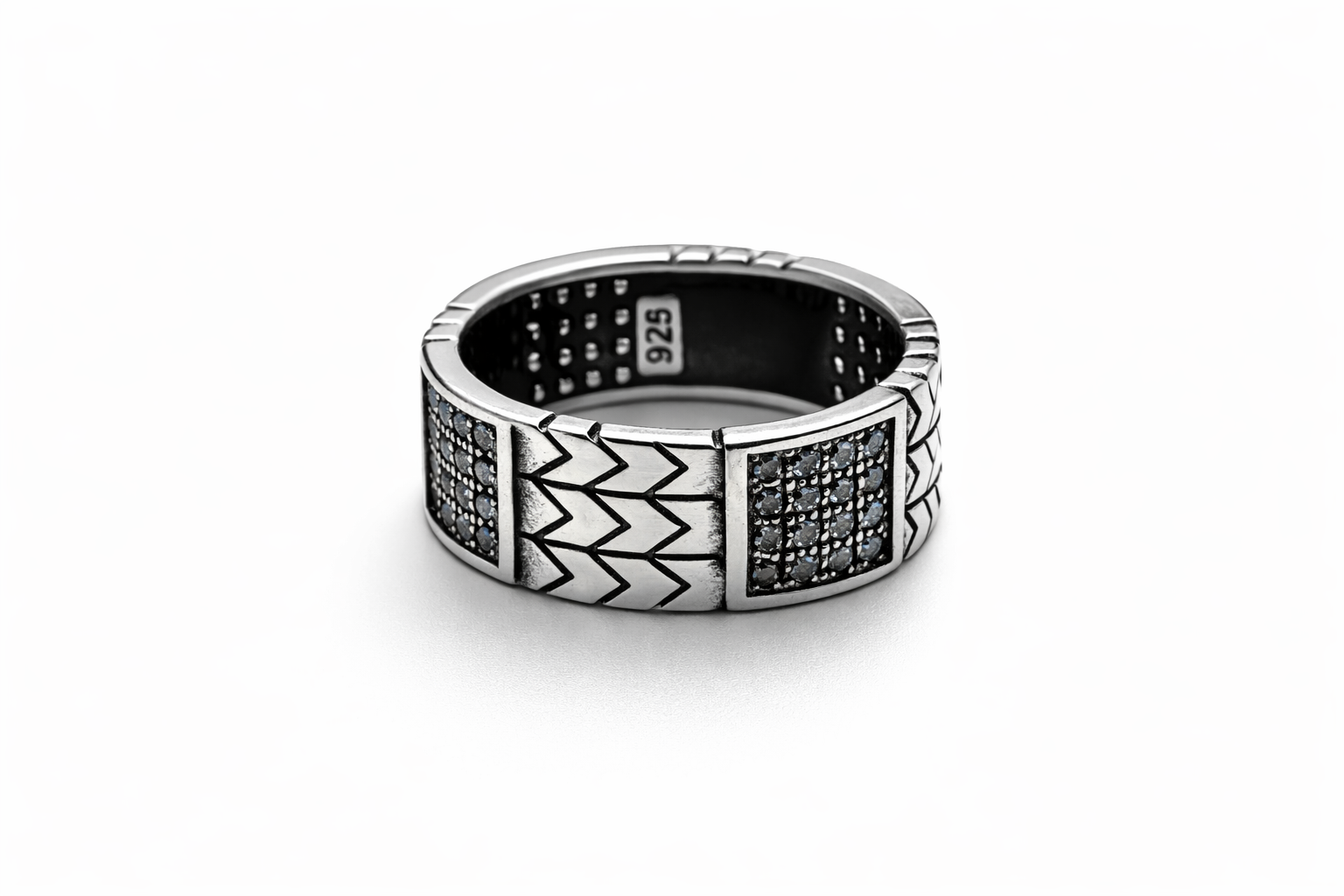 Chevron Pavé Signet Ring