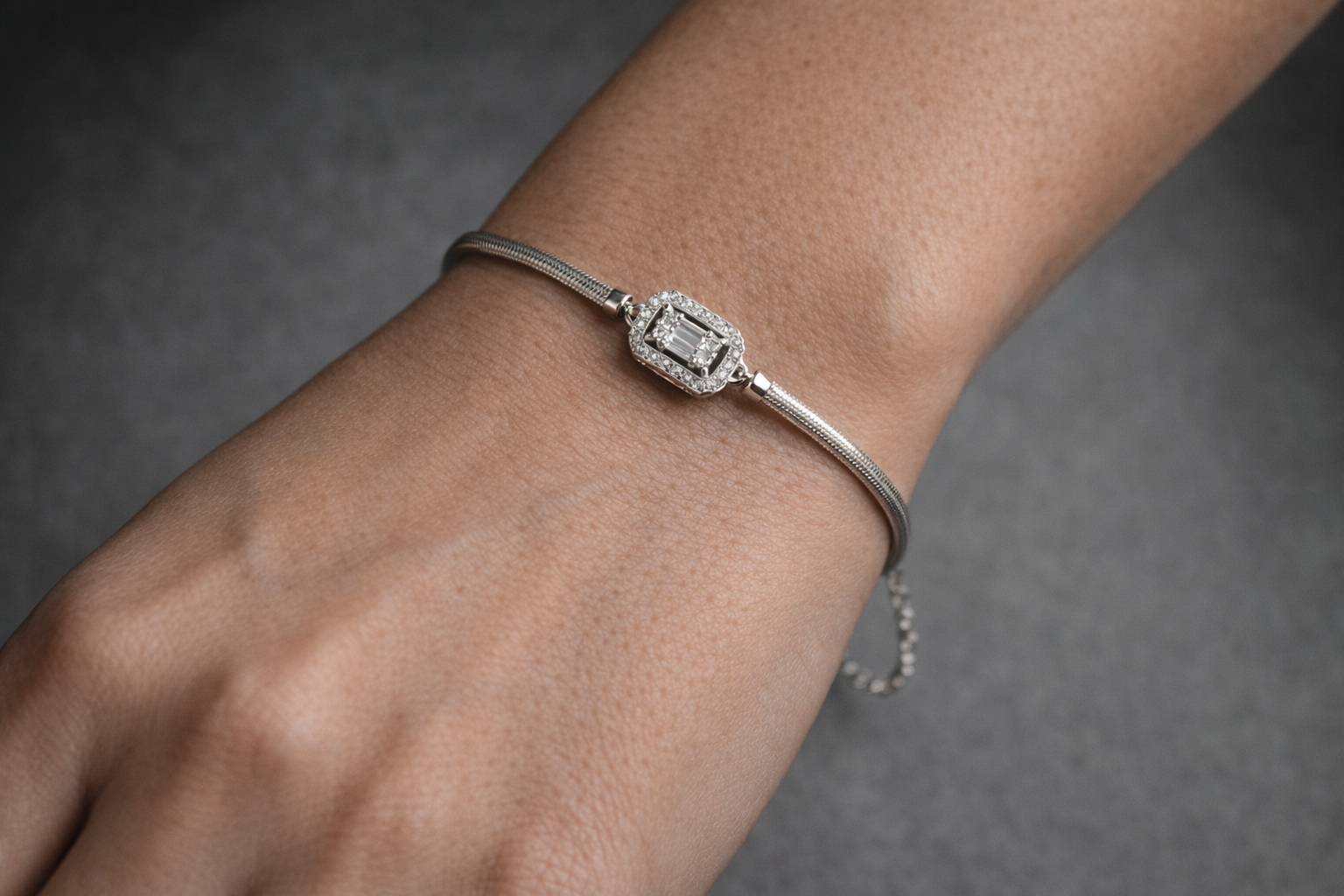 Rectangular Pavé Chain Bracelet