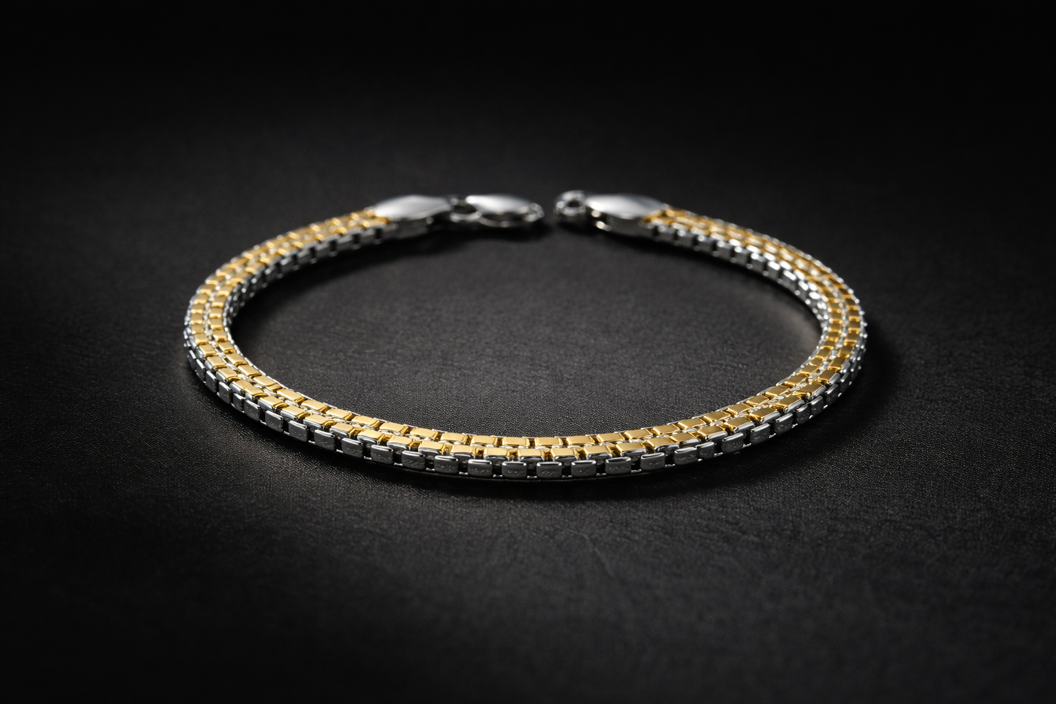 Dual-Tone Rhodium link bracelet