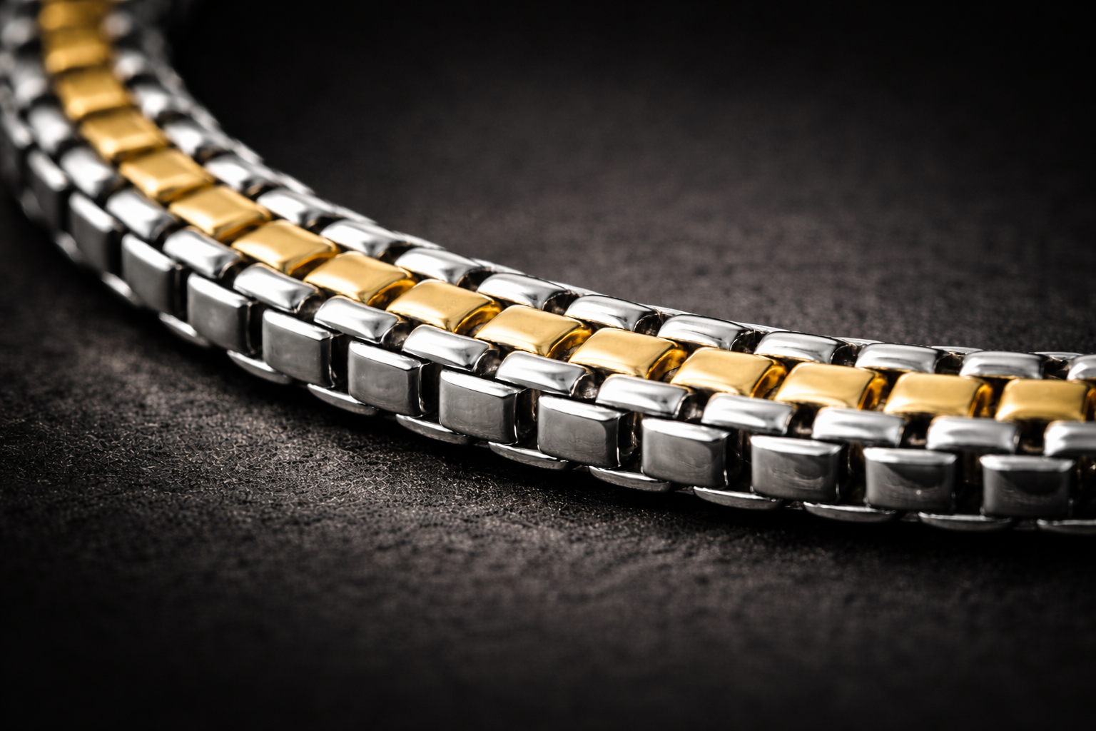 Dual-Tone Rhodium link bracelet