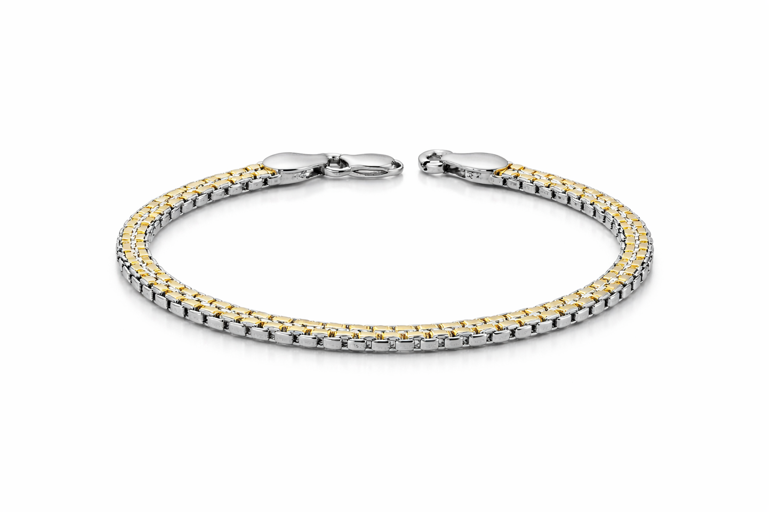 Dual-Tone Rhodium link bracelet
