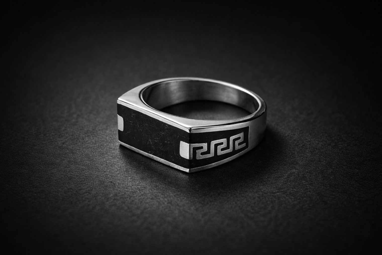 Onyx Key Signet Ring