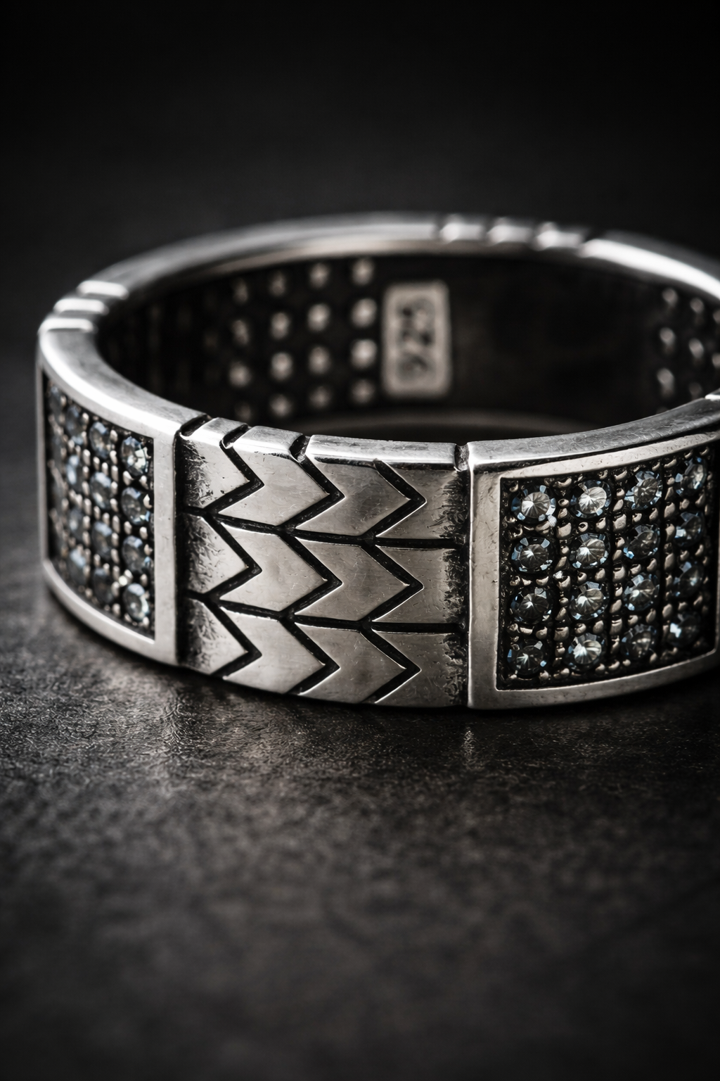 Chevron Pavé Signet Ring