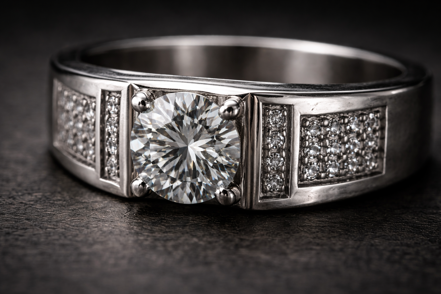 Solitaire Pavé Statement Ring