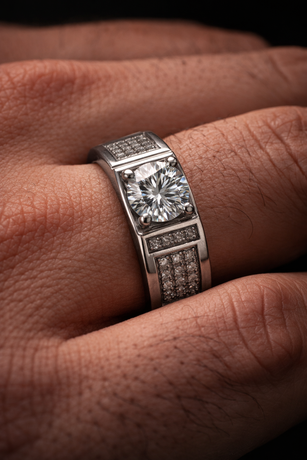 Solitaire Pavé Statement Ring