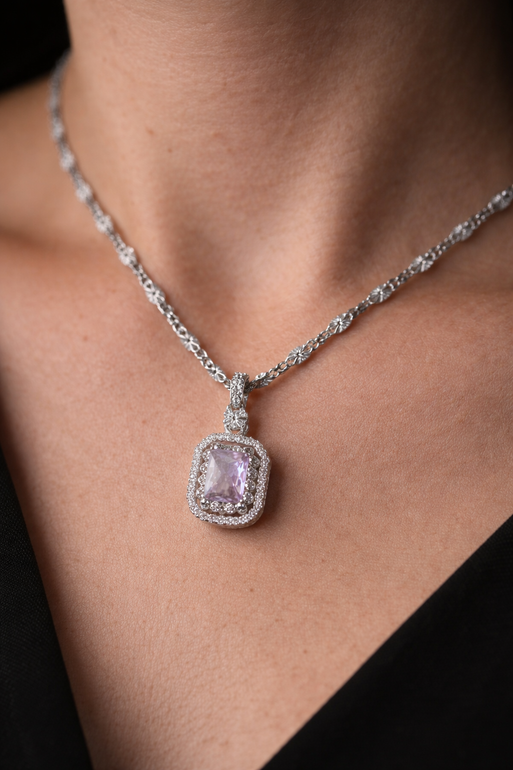 Lilac Halo Pendant Necklace