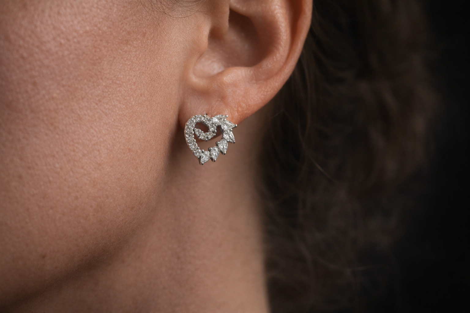 Pavé Heart Stud Earrings