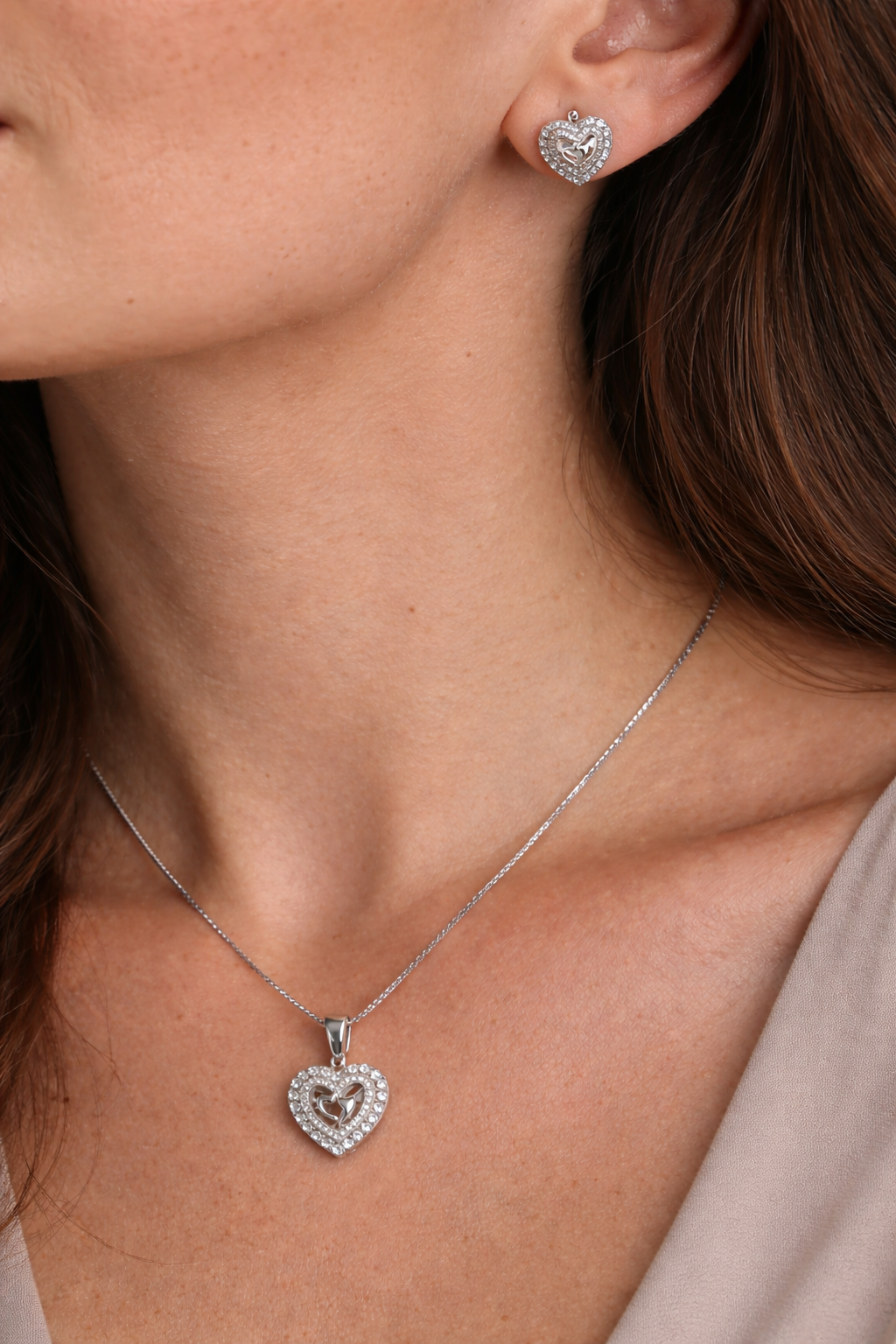 Pavé Heart Jewelry Set