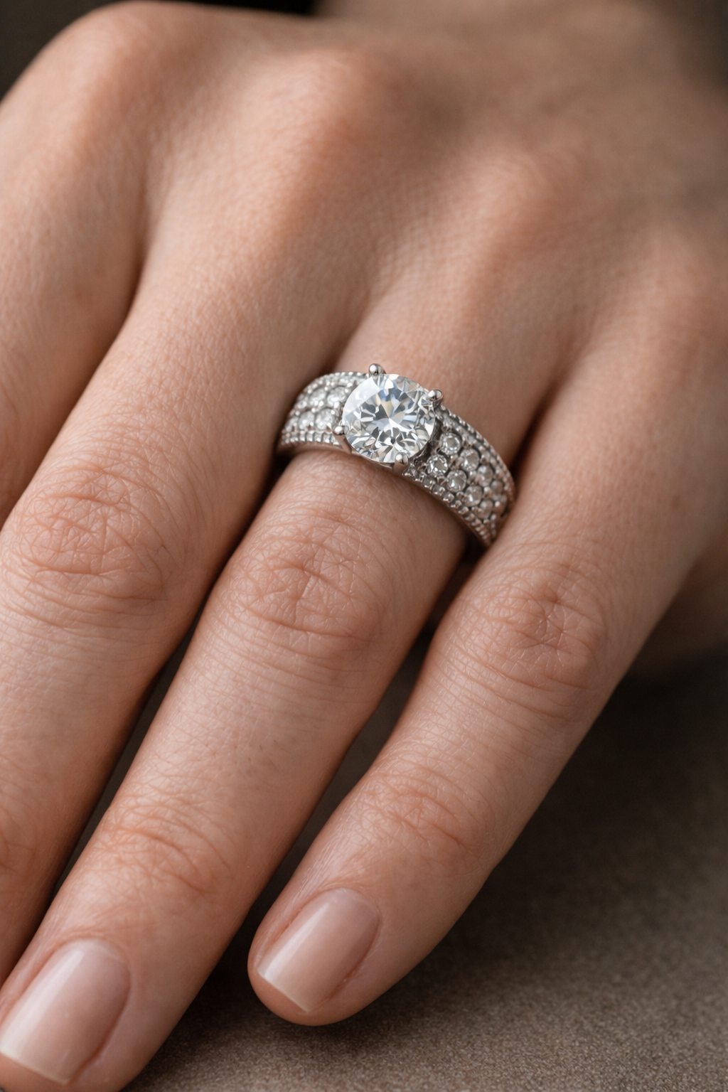 Ornate Pavé Solitaire Ring