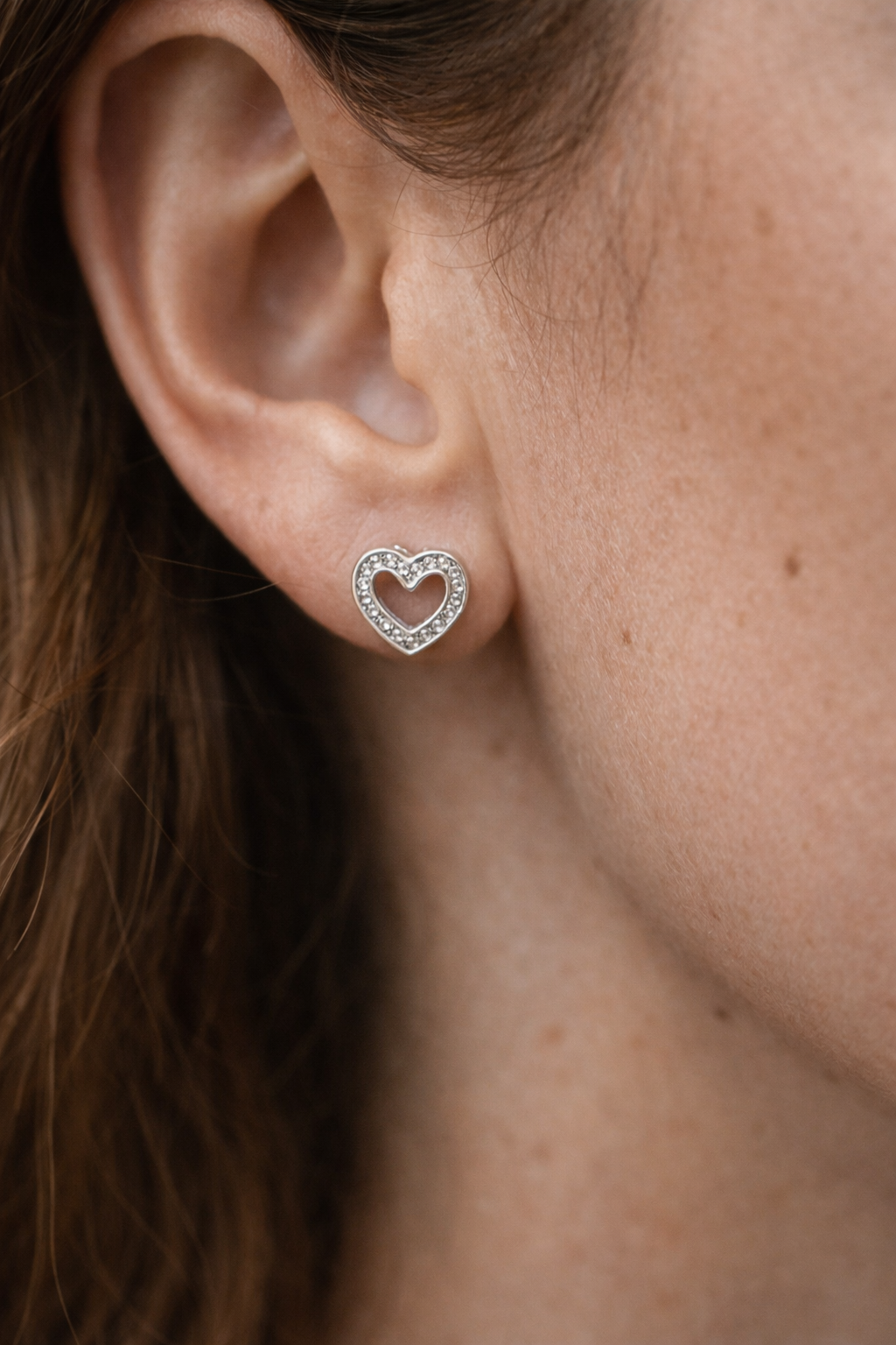 Open Heart Pavé Stud Earrings