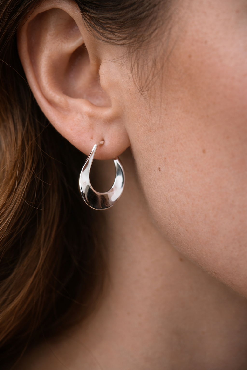 Sculpted Silver Hoop Earrings