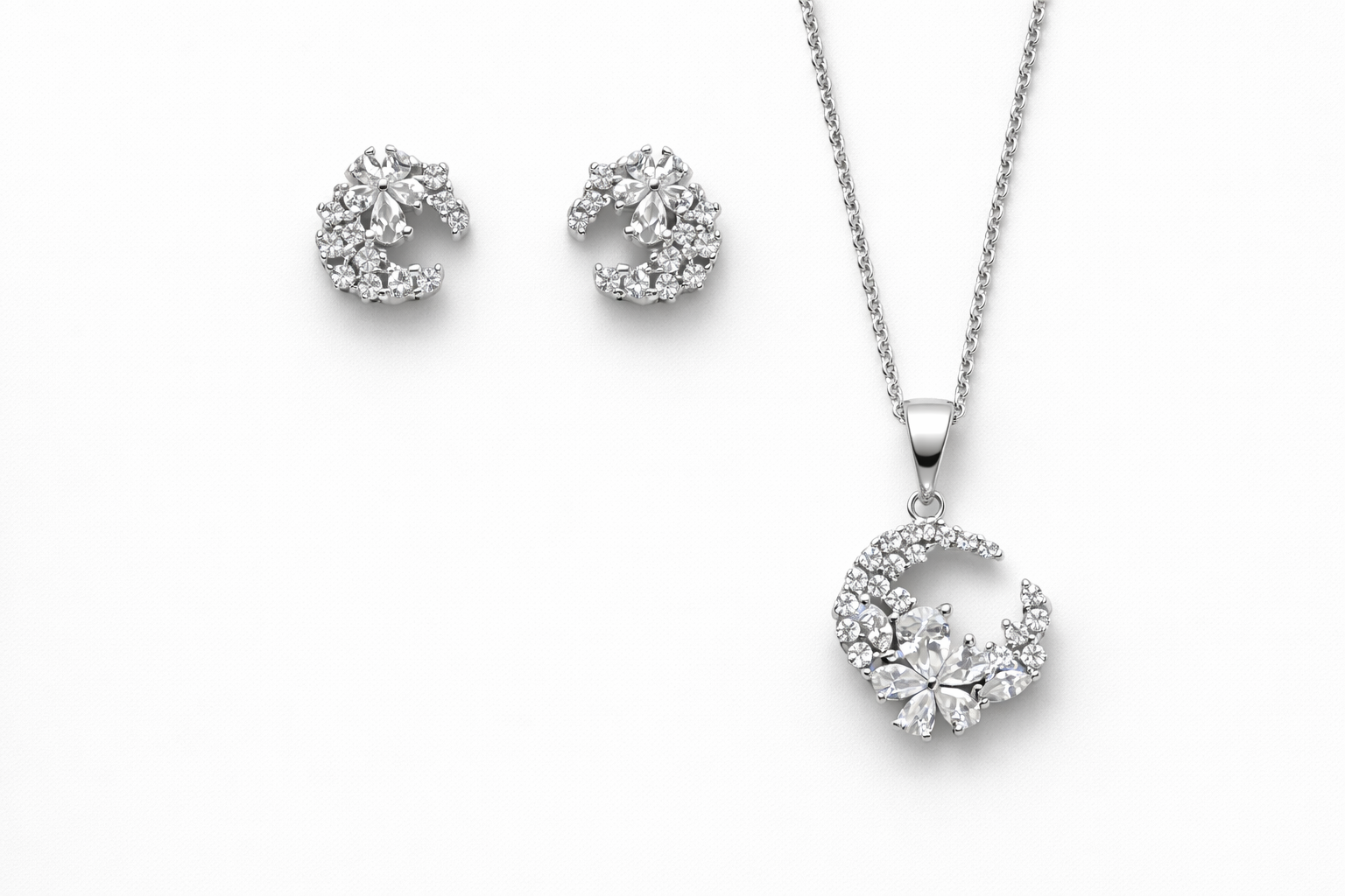 Crystal Crescent Jewelry Set