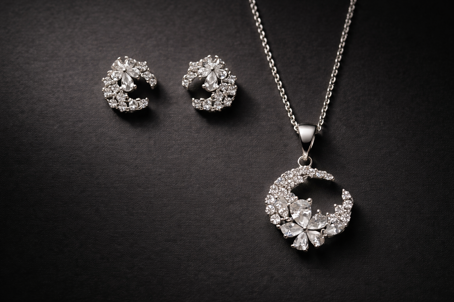 Crystal Crescent Jewelry Set