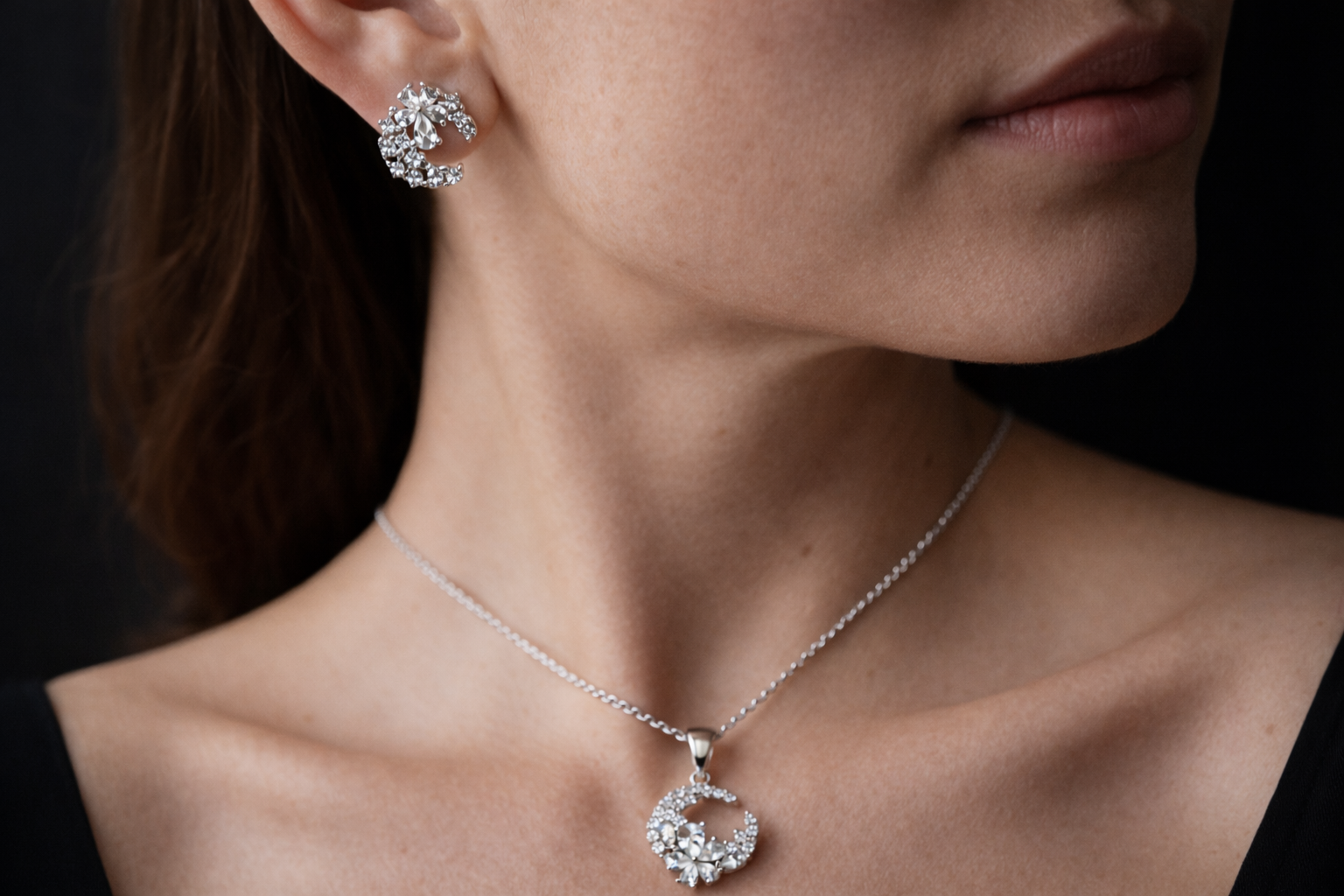 Crystal Crescent Jewelry Set