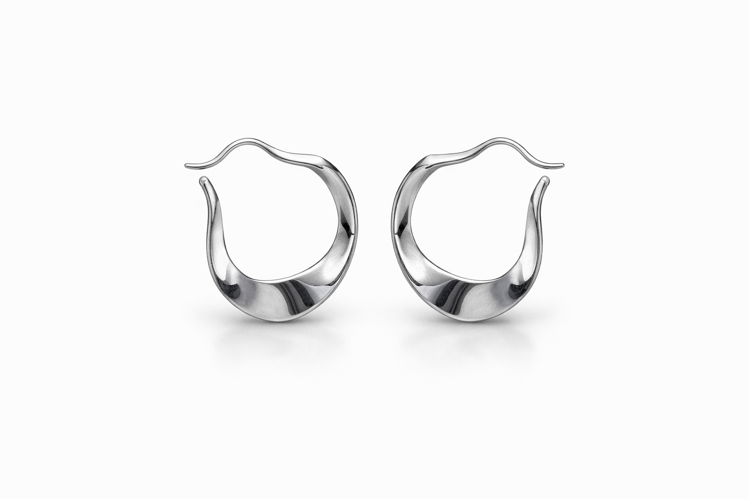Sculpted Silver Hoop Earrings